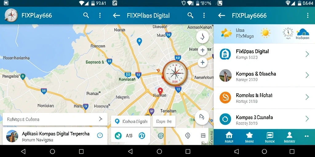Antarmuka pengguna FIXPLAY666 dengan fungsi kompas digital yang jelas.