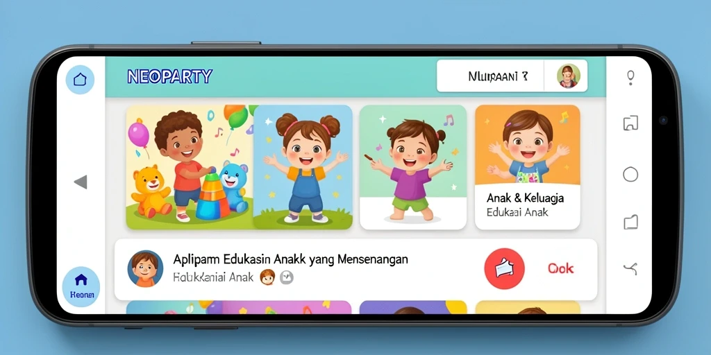 Tampilan antarmuka aplikasi NEOPARTY yang interaktif dan edukatif.